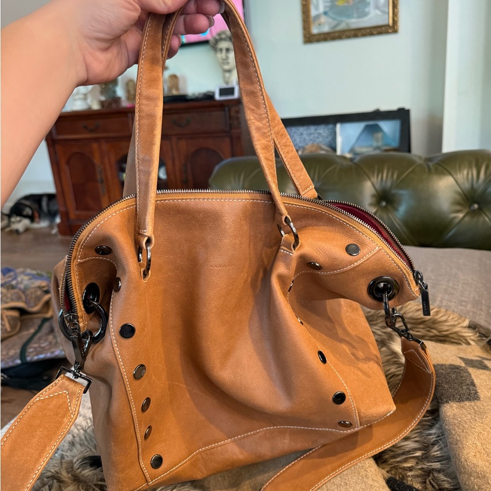 GUC Hammitt Tan Daniel Large Crossbody Bag with Gunmetal Studded Detail - Picture 2 of 8